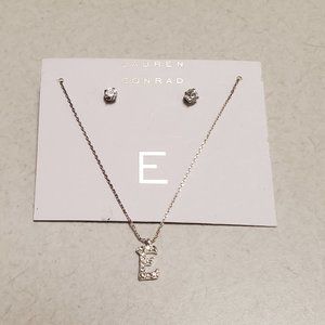 Lauren Conrad Letter E Necklace and Earing Set